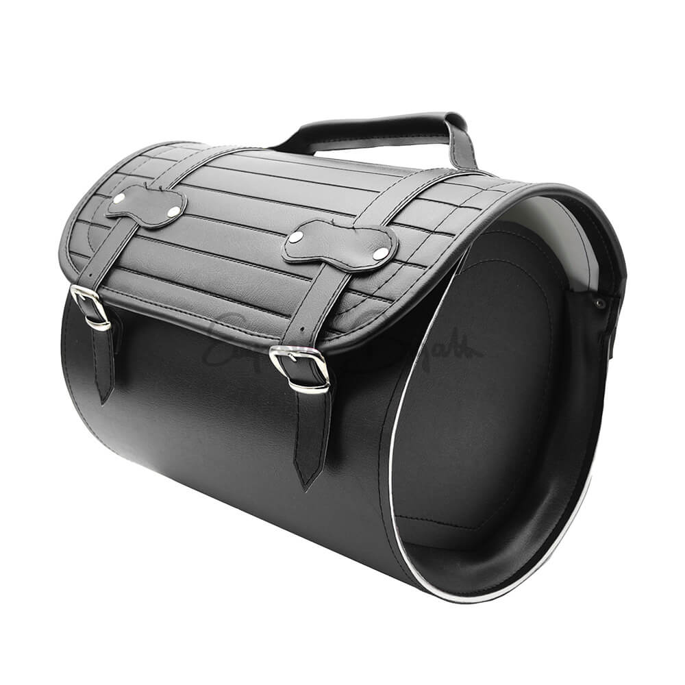 Borsa Valigia cilindrica nero rivestita in scay cannellato per portapacchi | Fiat 500 N D F L R |