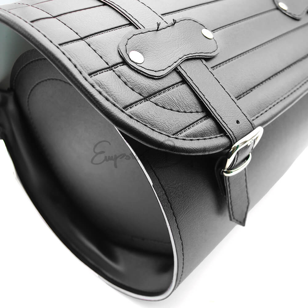 Borsa Valigia cilindrica nero rivestita in scay cannellato per portapacchi | Fiat 500 N D F L R | - Image 2