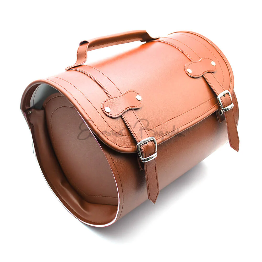 Borsa Valigia cilindrica ocra rivestita in scay liscio per portapacchi | Fiat 500 N D F L R |