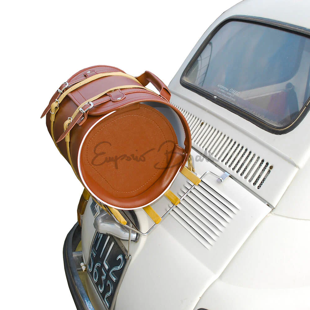 Borsa Valigia cilindrica ocra rivestita in scay liscio per portapacchi | Fiat 500 N D F L R | - Image 2