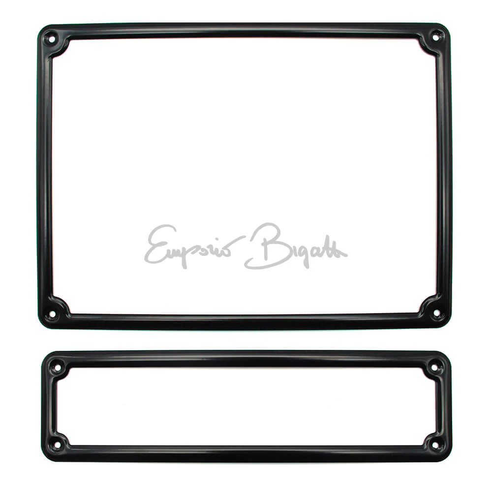 Coppia cornice targa anteriore e posteriore fino al 1975 in metallo verniciato nero | Fiat 500 |