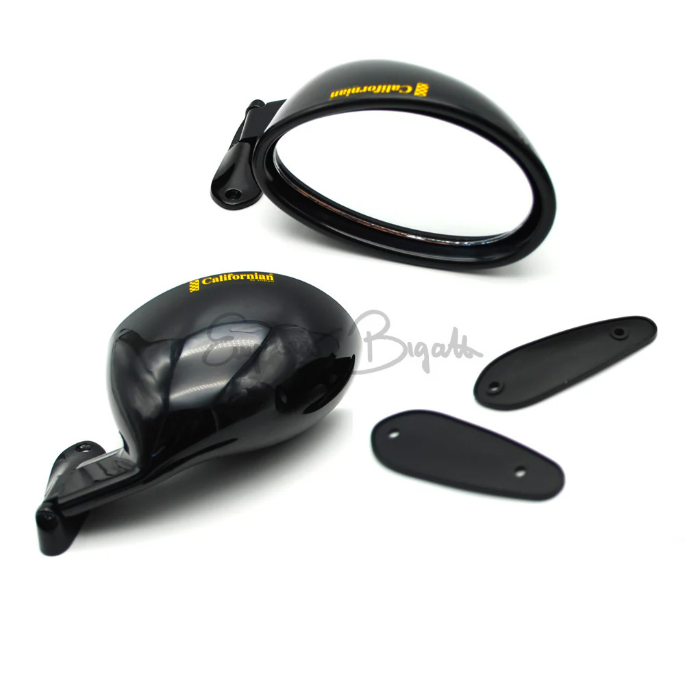 Coppia Specchi retrovisori Nero Lucido Vitaloni Californian a vite | Fiat 500 N D F L R Giardiniera