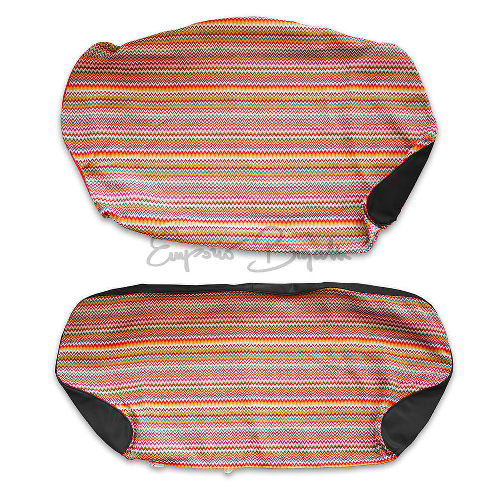 Coppia fodere coprisedili posteriori  in tessuto con bordo in scay nero | Fiat 500 F L |