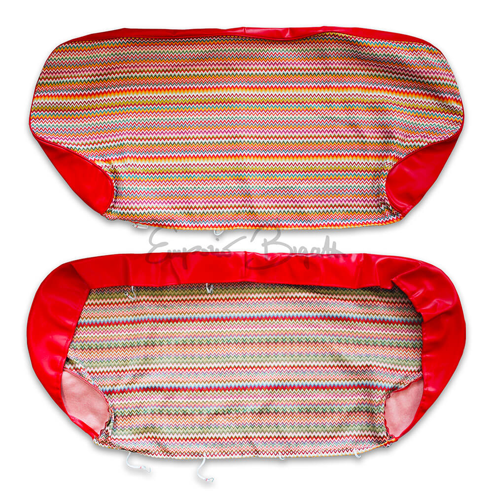 Coppia fodere coprisedili posteriori  in tessuto con bordo e schienale in scay rosse | Fiat 500 F L |