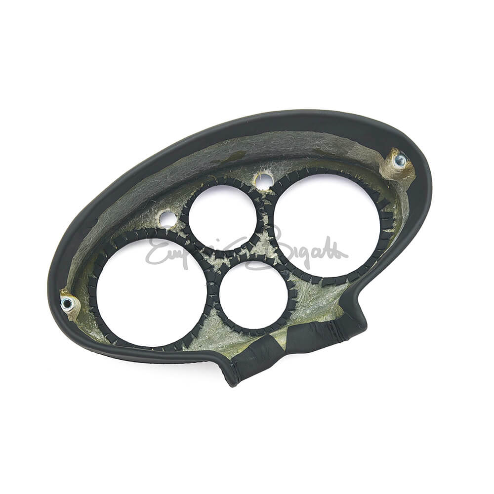 Cruscotto sportivo  in vetroresina rivestito in pelle nera Ovale Tipo Giannini senza strumenti | Fiat 500 N D F R Giardiniera | - Image 4