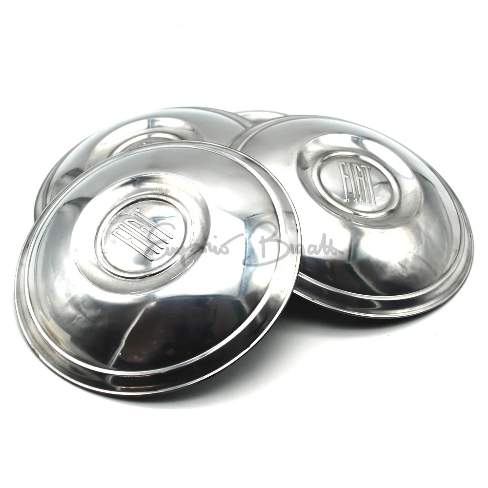 Kit 4 Coppe Ruota con logo in alluminio | Fiat 600 D | 600 II serie |
