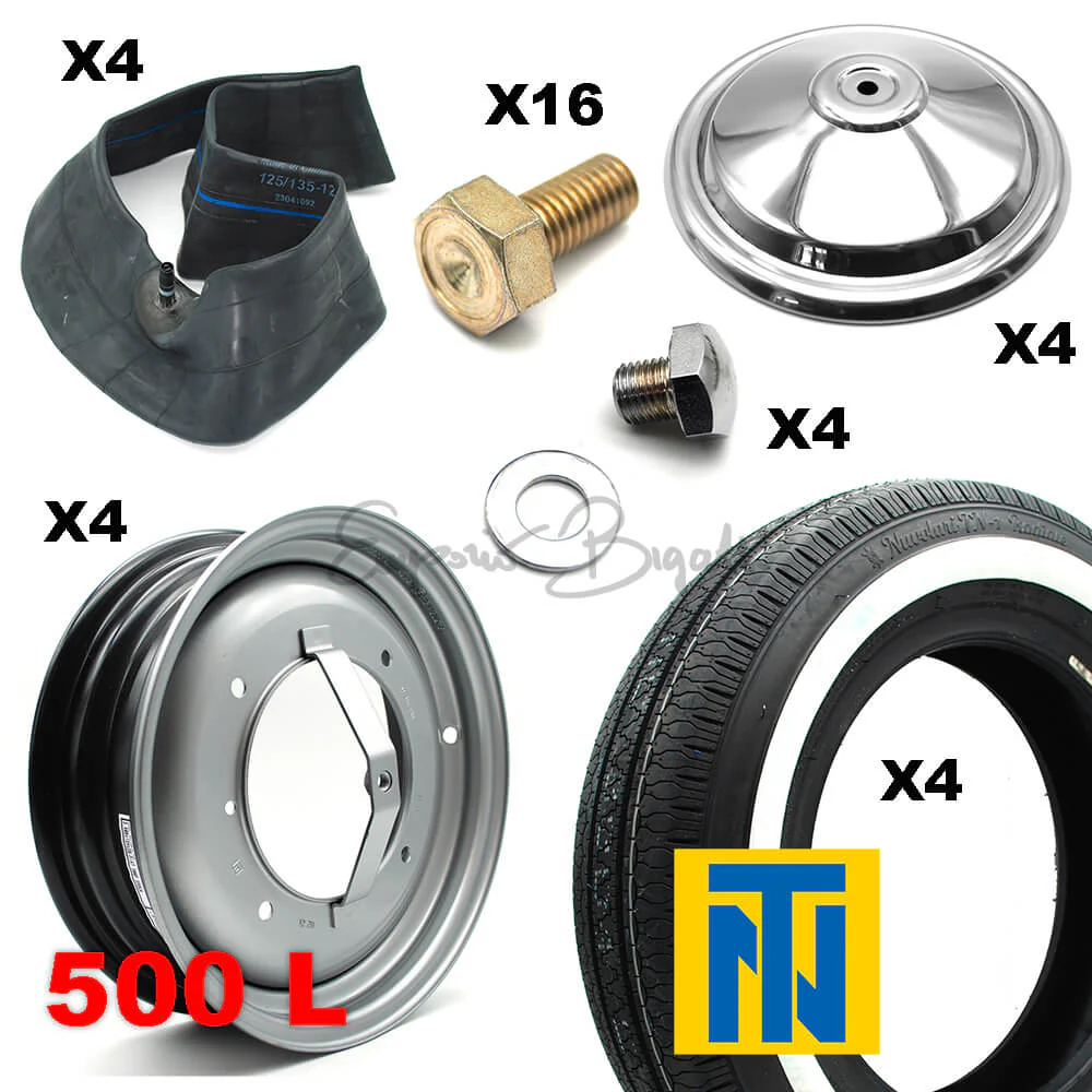 Kit completo pneumatici Tazio Nuvolari fascia bianca e cerchi omologati | Fiat 500 L |
