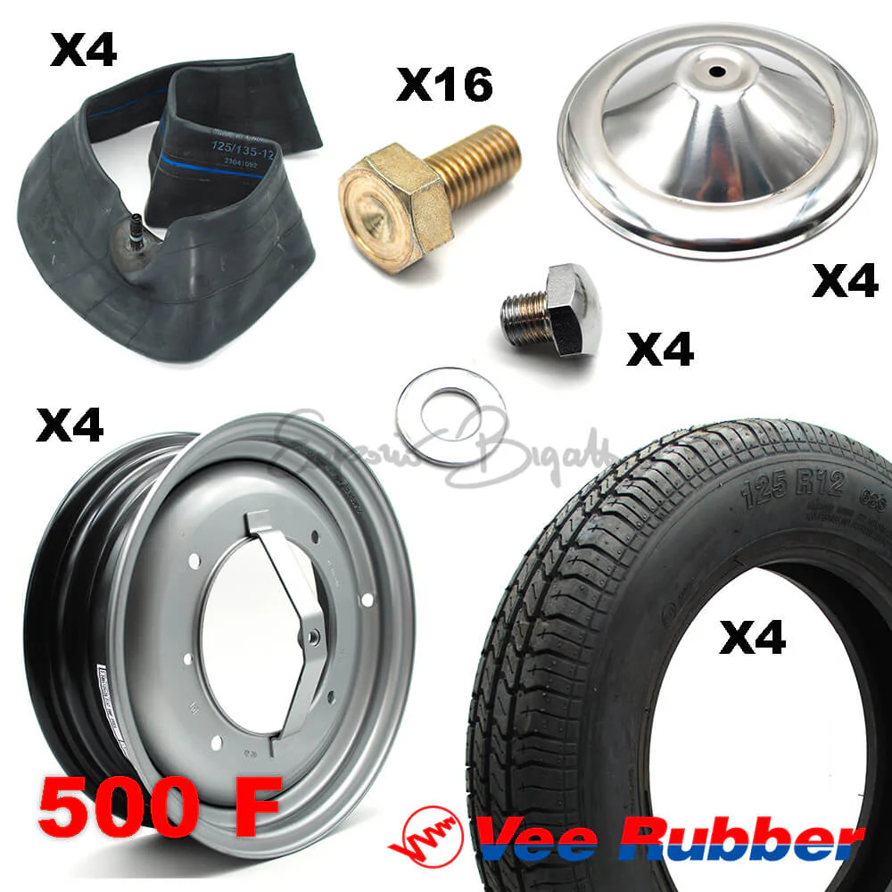 Kit completo pneumatici Vee Rubber 4PR 63S e cerchi omologati | Fiat 500 F |