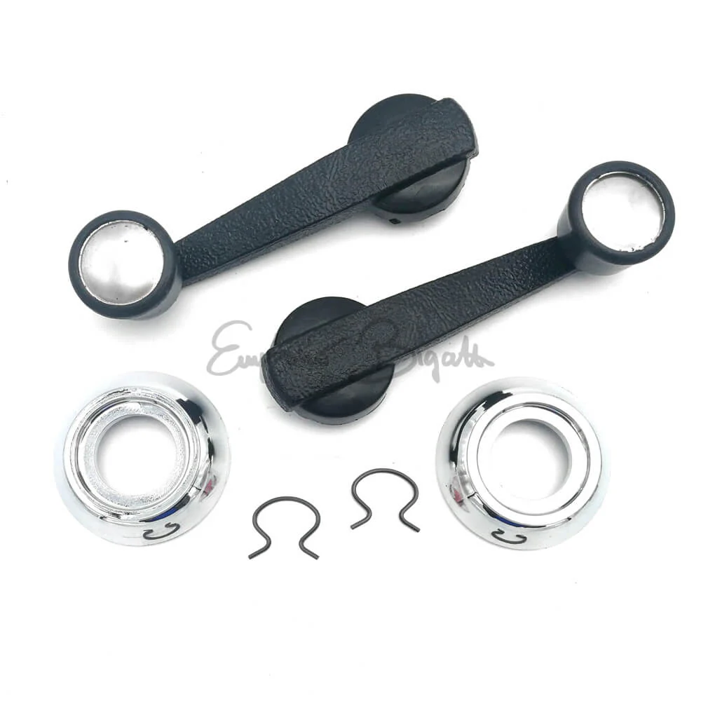 Kit maniglie alzavetro alzacristalli + 2 ghiere cromate + 2 mollette | Fiat 500 L R |