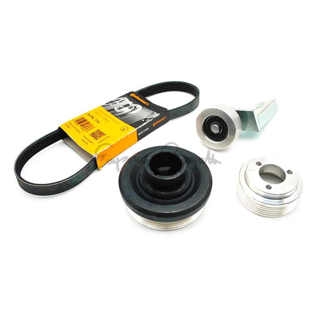 Kit pulegge in alluminio con cinghia poly-v e tendicinghia per Alternatore | Fiat 500 F L R | Fiat 126 | - Image 2