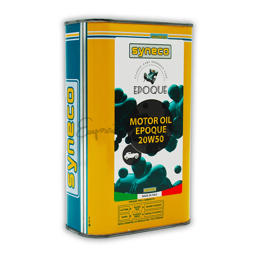 Olio motore Syneco EPOQUE 20W50 in latta di metallo da 1 litro per auto d'epoca | Fiat 500 N D F L R Giardiniera |