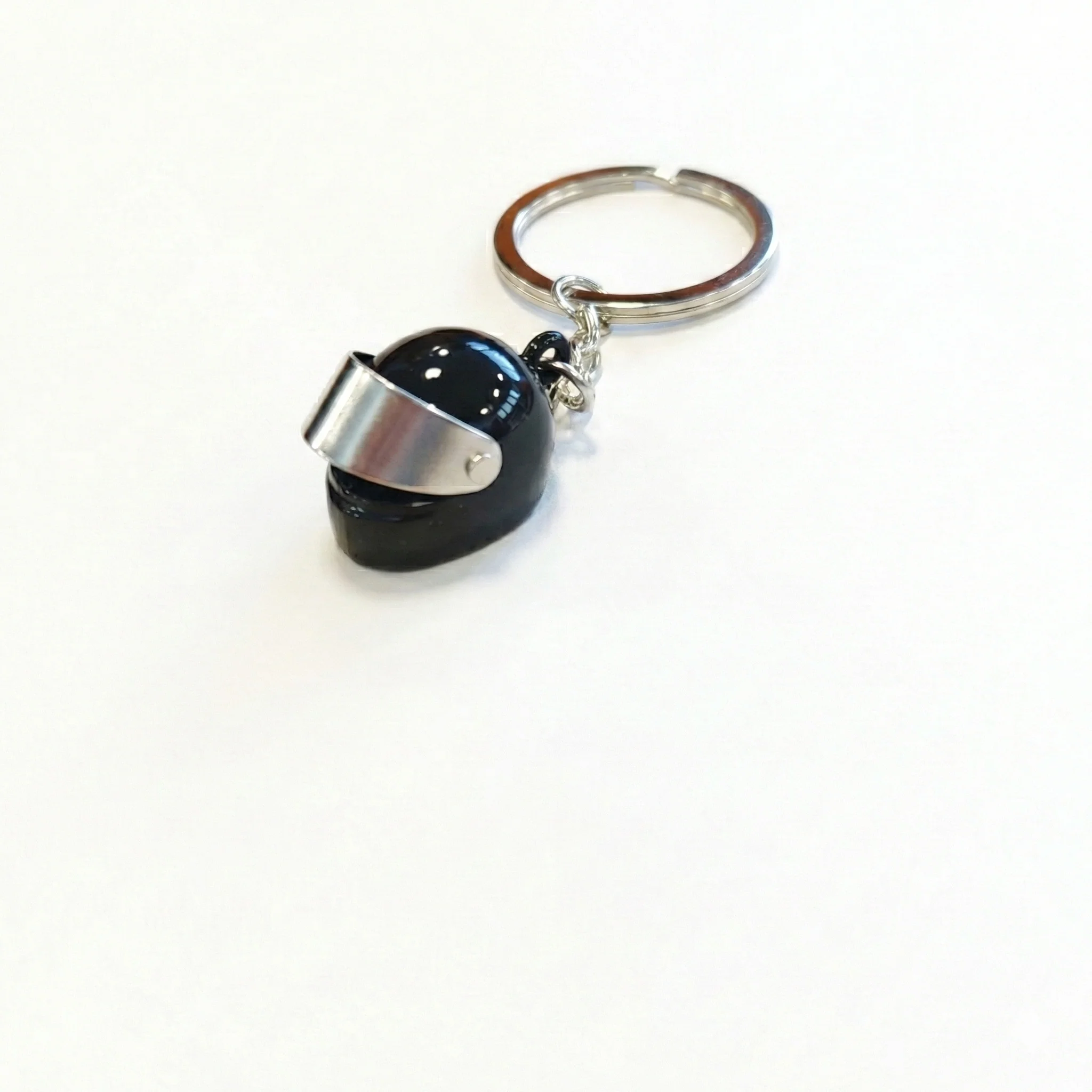 Portachiavi Casco Moto Nero | Visiera Cromata | Gadget