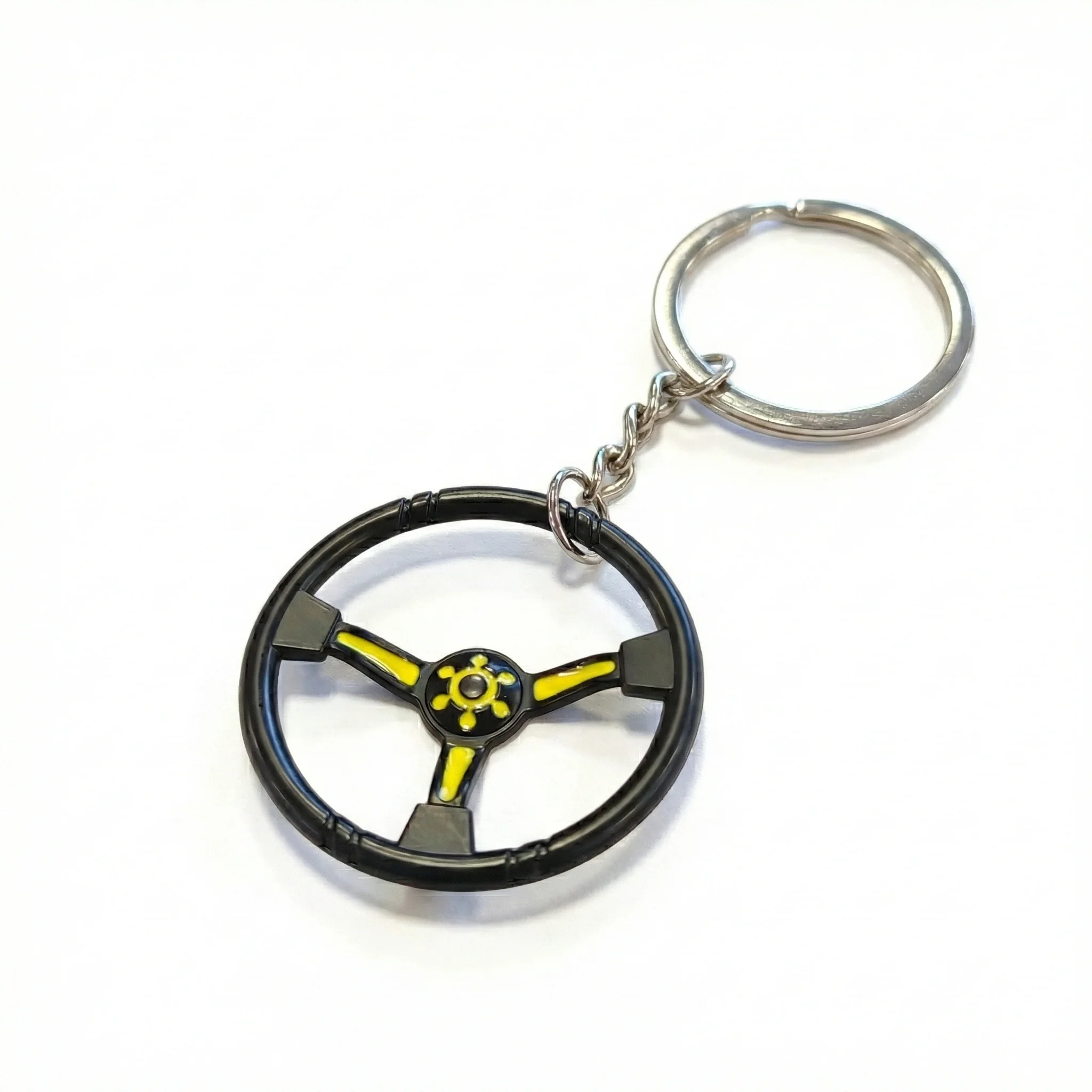 Portachiavi Volante Sportivo Nero e Giallo | Gadget Auto Tuning