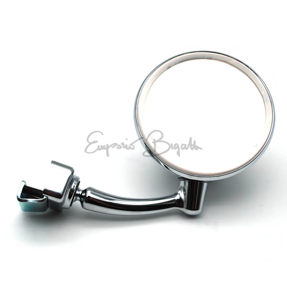 Specchio retrovisore tondo conico a goccia cromato braccio lungo a morsetto | Fiat 500 N D F L R Giardiniera | - Image 3
