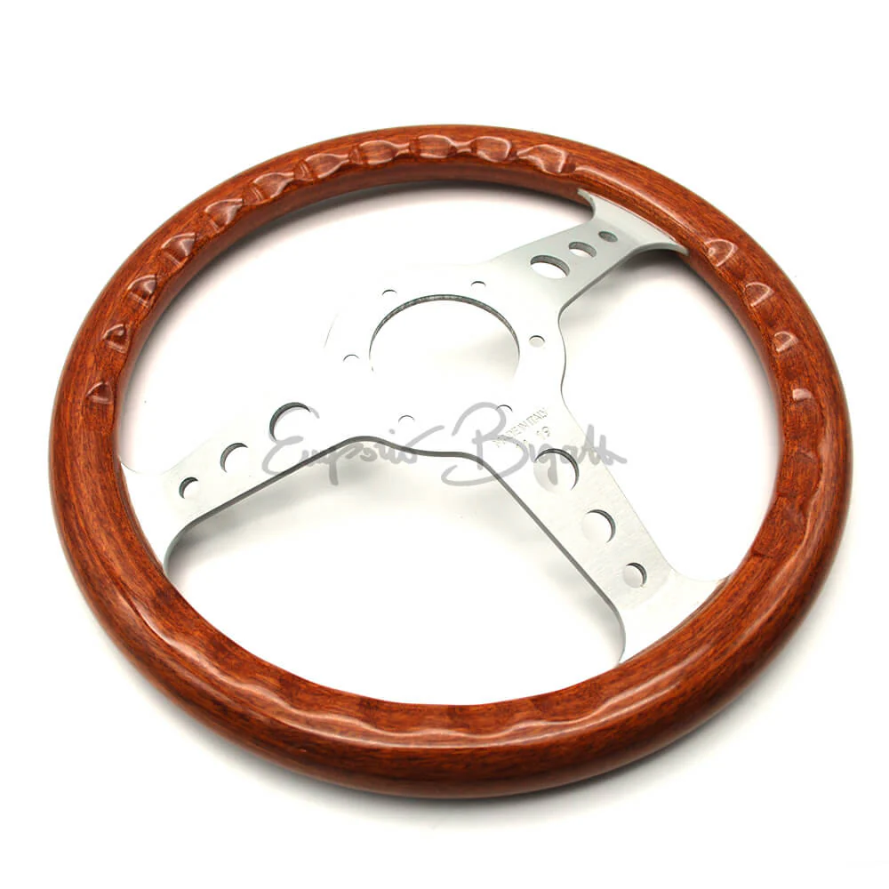 Volante mogano argento tipo Mille Miglia diametro 320mm con pulsante clacson - Image 4