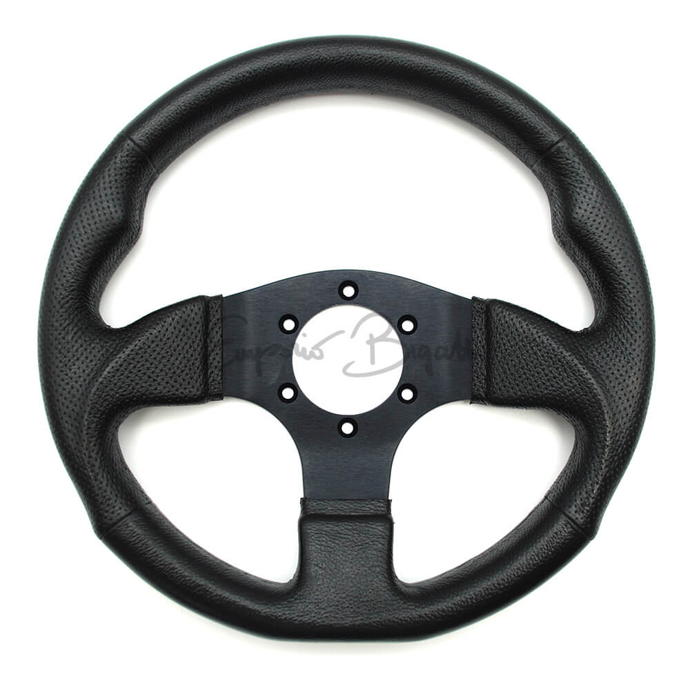Volante sportivo Imola poliuretano nero, razze nere, diametro 300mm con pulsante clacson - Image 3